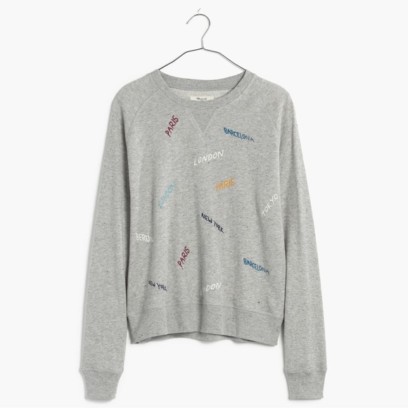 Madewell Embroidered Throwback Sweatshirt Hthr Concrete Size Small - Picture 1 of 6